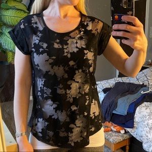 Apt. 9 Sheer Black Floral Top